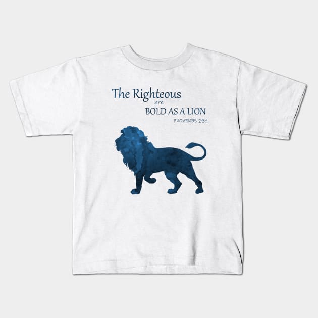 Proverbs 28 1 - Bold As A Lion Kids T-Shirt by TheJollyMarten